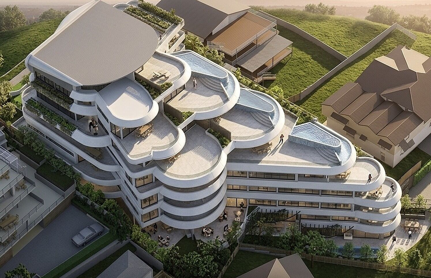 Celadon rooftop pool terraces